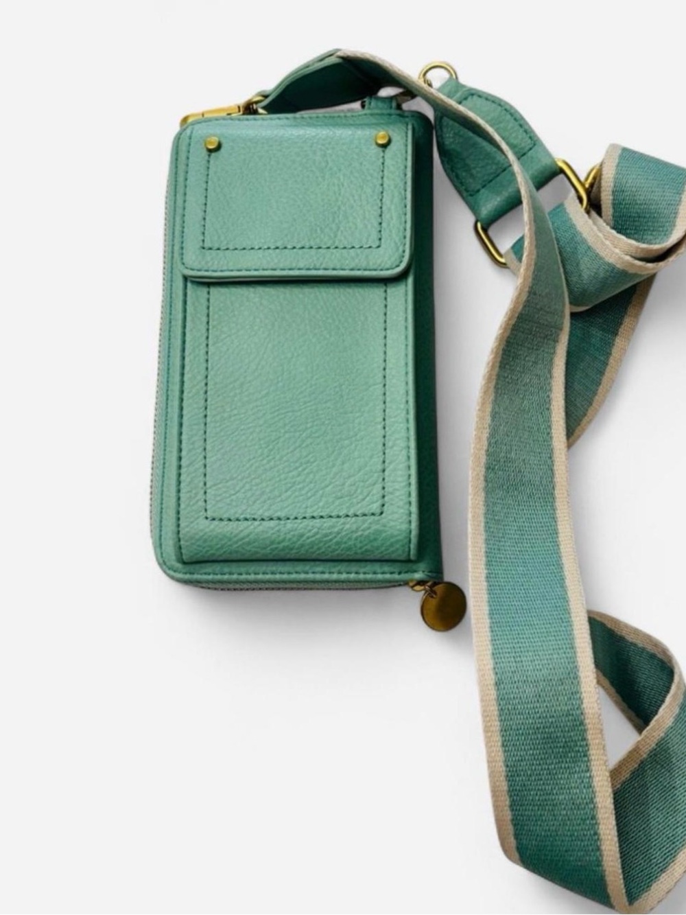 Leather Crossbody Phone Bag in Teal - NWOT